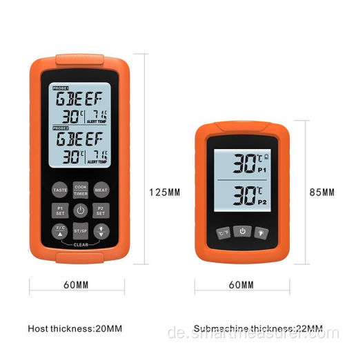 Digitales drahtloses Doppelsonden-Fleischthermometer mit 433 MHz